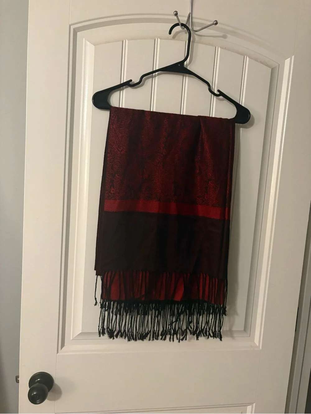 Red and Black Fringe Pashmina Scarf